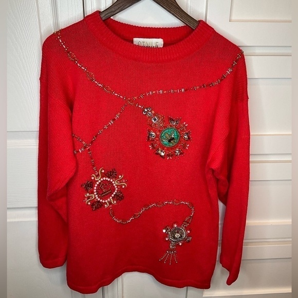 Vintage Christmas sweater… trimmed in sequins & beads, stones & pearls - Picture 6 of 7